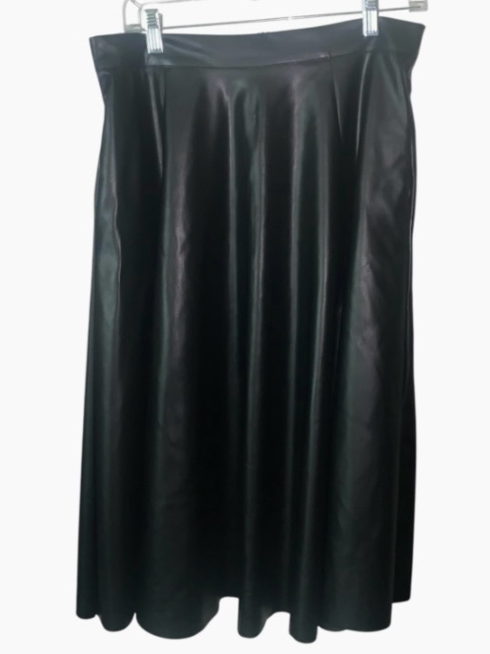 SHEIN Black Faux Leather Midi Skirt